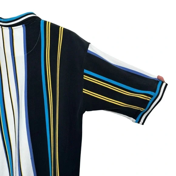 Vintage Siegfried Men's Large Striped Polo Shirt Tall Fit 90s Baggy Oversized - Picture 2 of 12